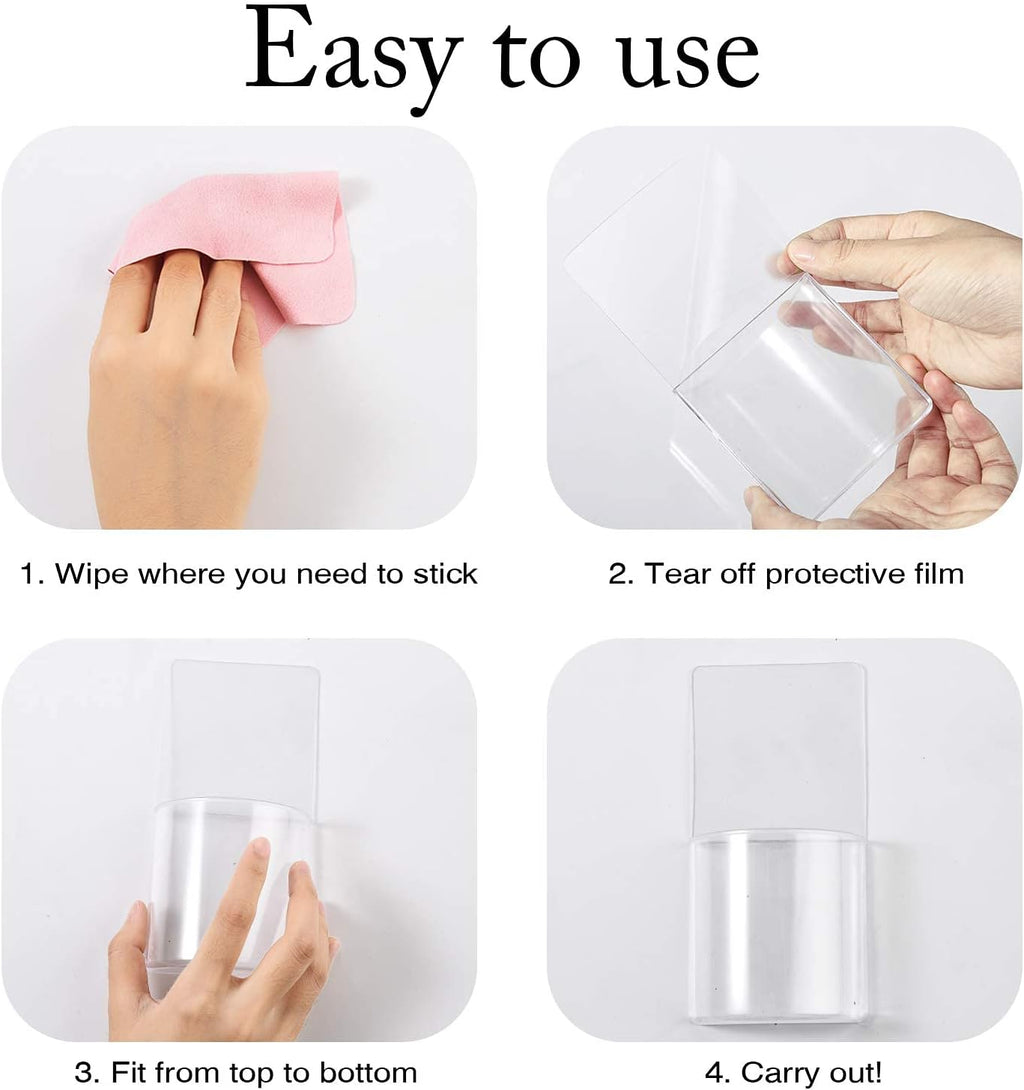 Boao 4 Pieces Wall Mount Remote Control Holder Self Adhesive Pen Holder
