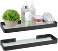 Z metnal Small Glass Bathroom Shelves, Matte Black Floating Shelf Wall Shelf Organizer, Wall Mounted (Clear Glass, 11.8 Inch)