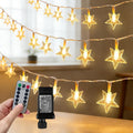 RaThun 49.2ft Star String Lights with Remote for Indoor Bedroom Warm White