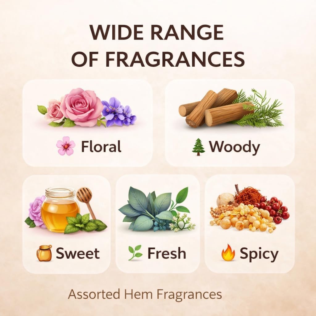 Hem Incense Sticks Variety Pack - 15 Fragrances (300 Sticks Total) - Sandalwood, Lavender, White sage & More - 1 x Giftbrit Holder - Long-Lasting Aromatherapy for Meditation, Yoga, Relaxation