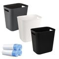 Small Bathroom Trash Can with Bags Garbage Can, Black+White+Dark Grey