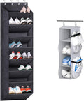SLEEPING LAMB Over The Door Shoe Organizer for Closet with 8 Large Deep Pockets and Short Hanging Shoe Organizer for Closet Storage with Mesh Side Pockets Holds 8 Pairs, Grey