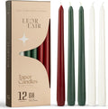 Leor & Lair 10” Christmas Taper Candles, 12 Pack, Red, Green & White