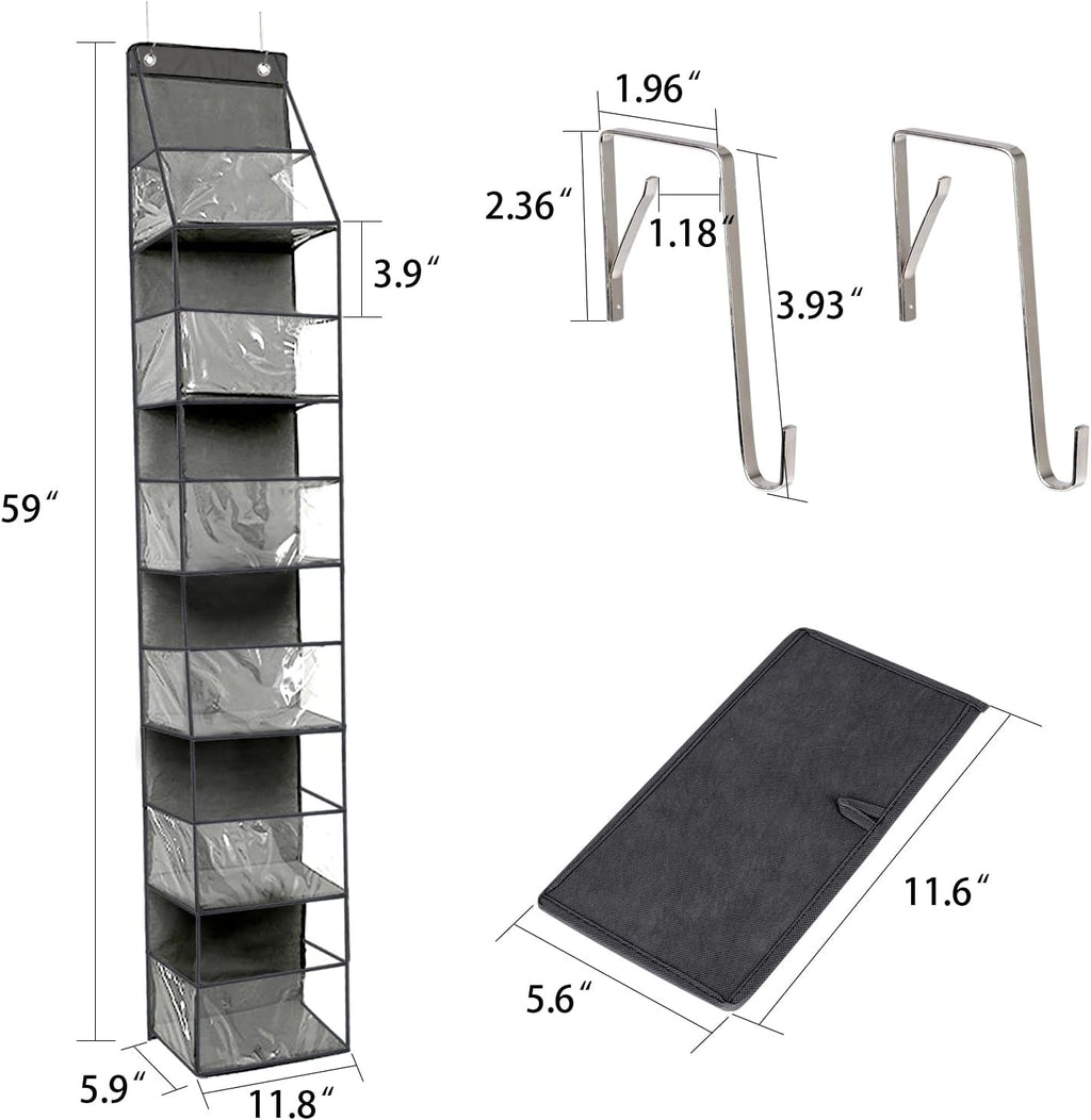 6-Shelf Over The Door Hanging Storage Closet Organizer (Grey)