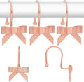 Decorative Shower Curtain Hooks, Luxury Bowknot Shower Curtain Rings, Modern Bow Shower Curtain Hangers, 12PCS Shower Hooks for Home Decor, Bathroom, Bedroom, Living Room (Rose Gold)