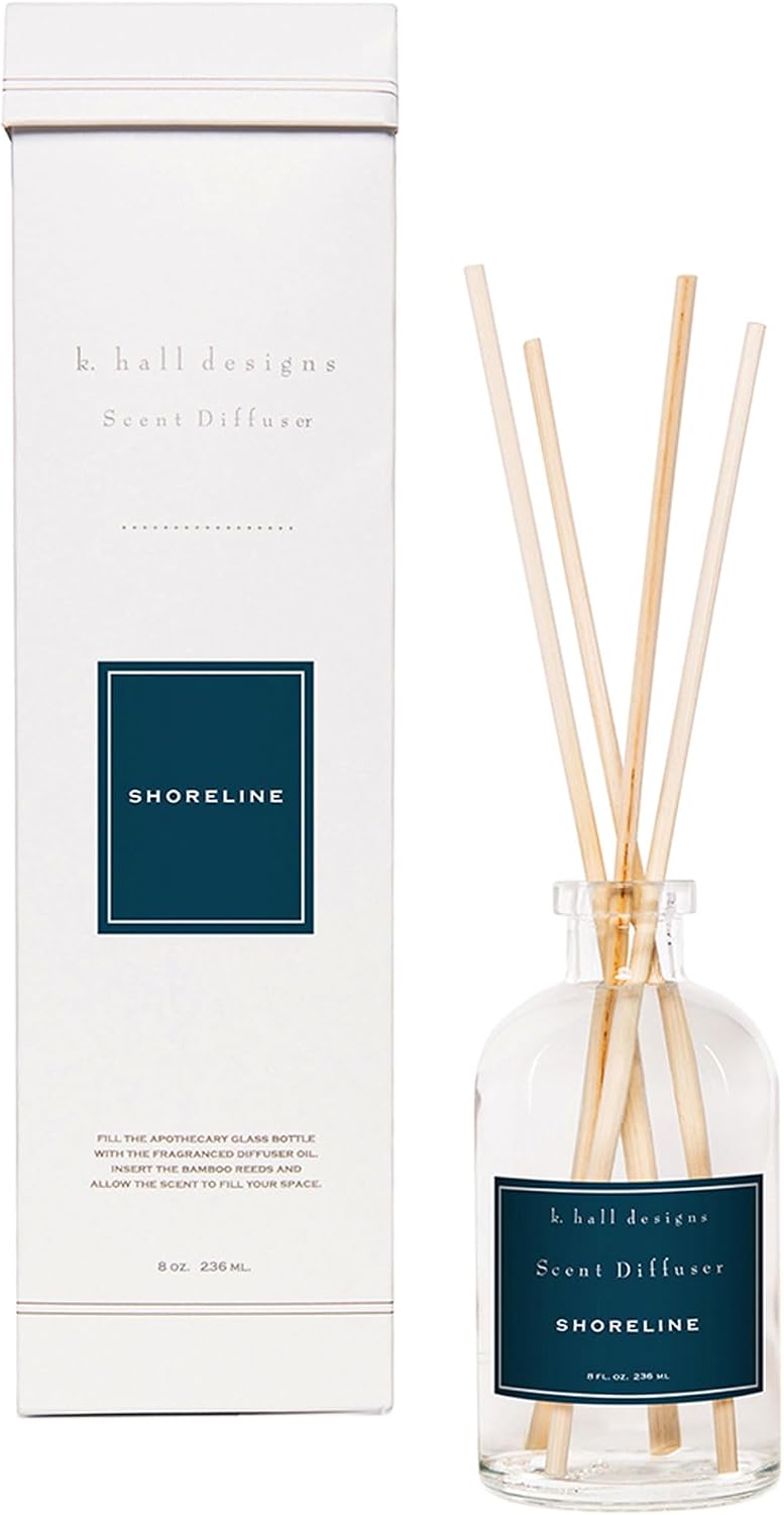 K. Hall Designs Shoreline Boxed Diffuser Kit, Calming Ocean-Inspired Scent