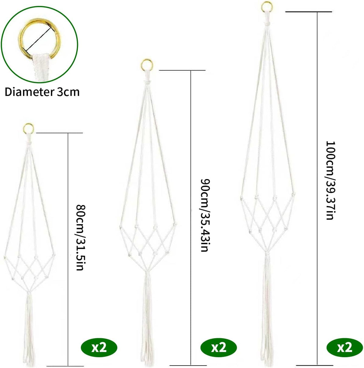Macrame Plant Hanger Indoor Hanging Plants Boho Decorative Cotton Rope3Size