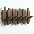 Natural Wood Wall Mounted Piano Coat Rack| Coat Rack Wall Mount| Flip Down Wall Hook Rack 5 Hooks| Entryway Coat Rack,Made of Acacia Wood (Walnut Color Dyed with Wood Wax Oil).Wall Art