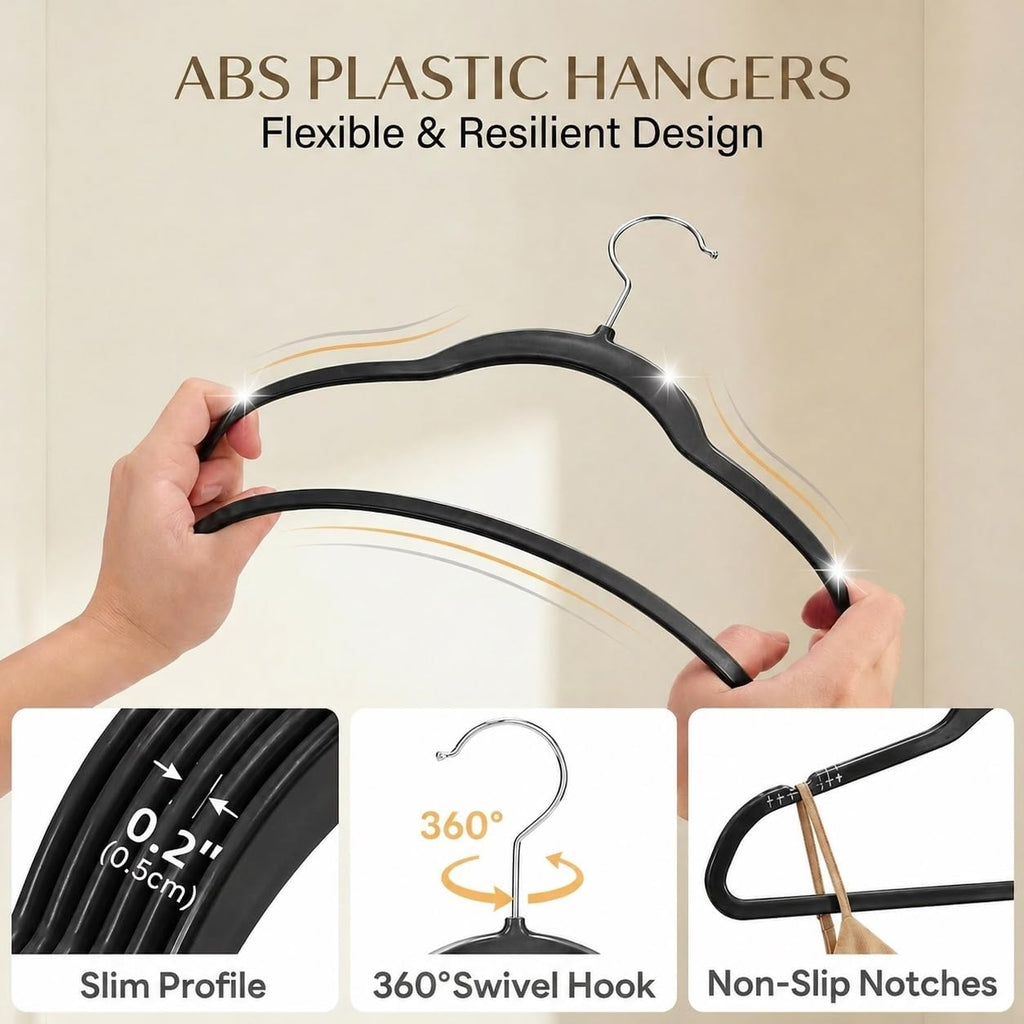 SMARTOR Plastic Hangers 20 Pack - Thin Hangers for Space Saving - Black