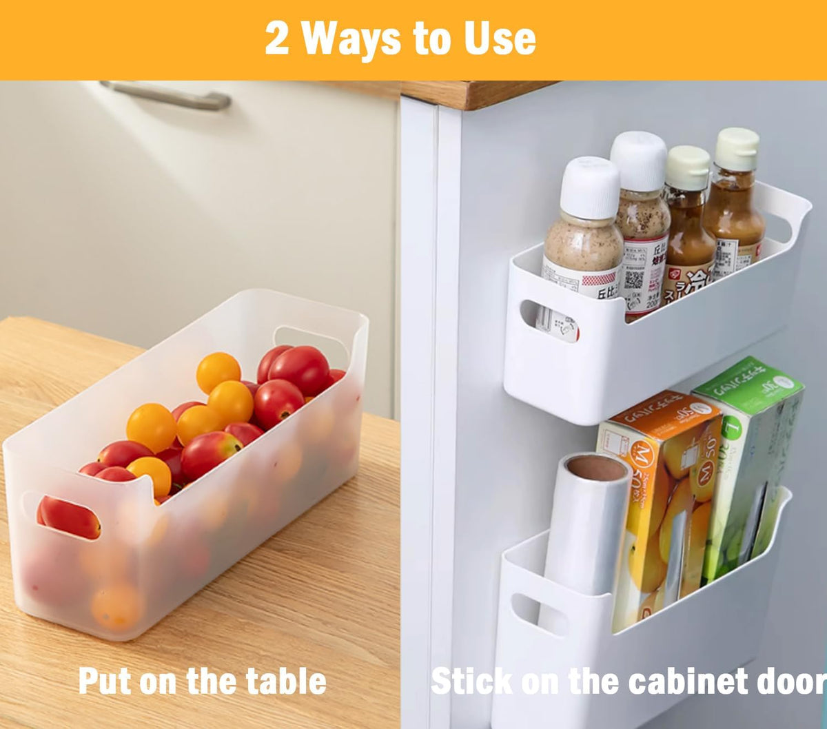 2 Pcs Kitchen Cabinet Door Organizer,Adhesive Mount Inside Cabinet Door Storage,Under Sink Door Storage Shelf for Kitchen,Bathroom,Office,Garage,Craft Room(White)