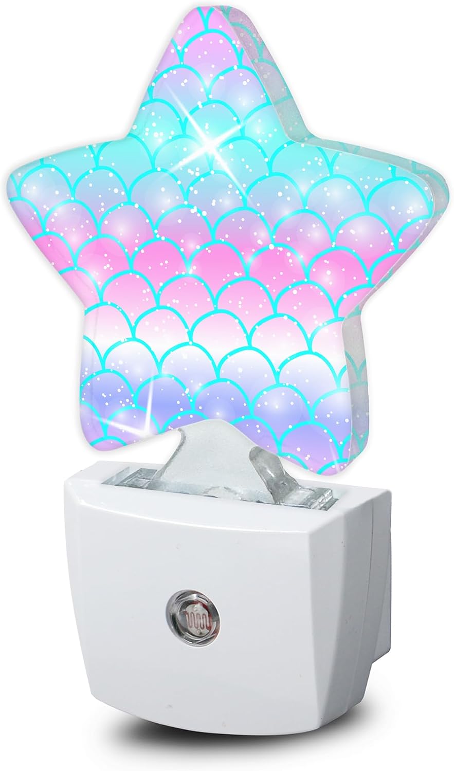 Kawaii Fish Scale Night Light,Dusk to Dawn Smart Sensor Nightlight for Bedroom Bathroom Kitchen Hallway Stairs Hallway,Plug-in,Energy Efficient Decor Desk Lamp Gifts
