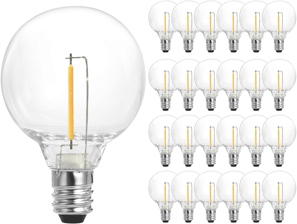 SUNTHIN 25 Pack G40 LED Bulbs, 1W LED Bulbs with E12 Base, 5 Watt Incandescent Bulbs Equivalent, Warm White 2700K, Replacement Bulbs for Globe String Lights, Indoor & Outdoor Use