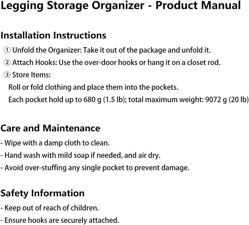 Lirex Hanging Yoga Legging Storage Organizer with 24 Pockets, Foldable Oxford Cloth Hanging Closet Organizer Shirts Jeans Storage Hanger Socks Holder for Family Closet Bedroom, Grey