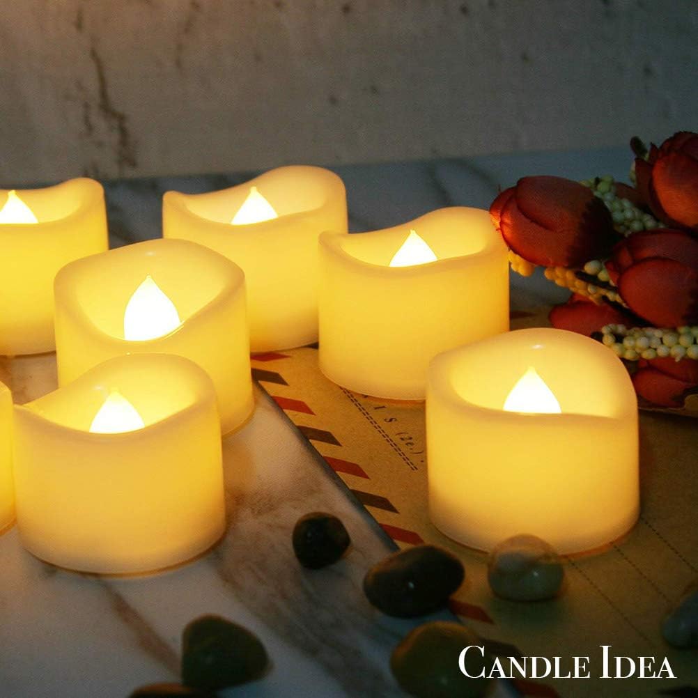 12 Pack 1.2" LED Flameless Flickering Tea Lights Votive Candle Battery Operated/Electric Flicker LED Tealight Bulk Fake Candle for Halloween Christmas Wedding Party Decoration (Warm White)