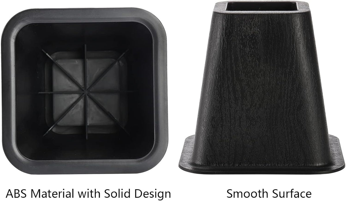 6 Pack Large Bed Furniture Risers, 6 inch Heavy Duty Couch Lift Risers for Sofa, Chair, Cabinet, Desk, High, Durable ABS Plastic, Premium Quality, Supports up to 2200 lbs, Black