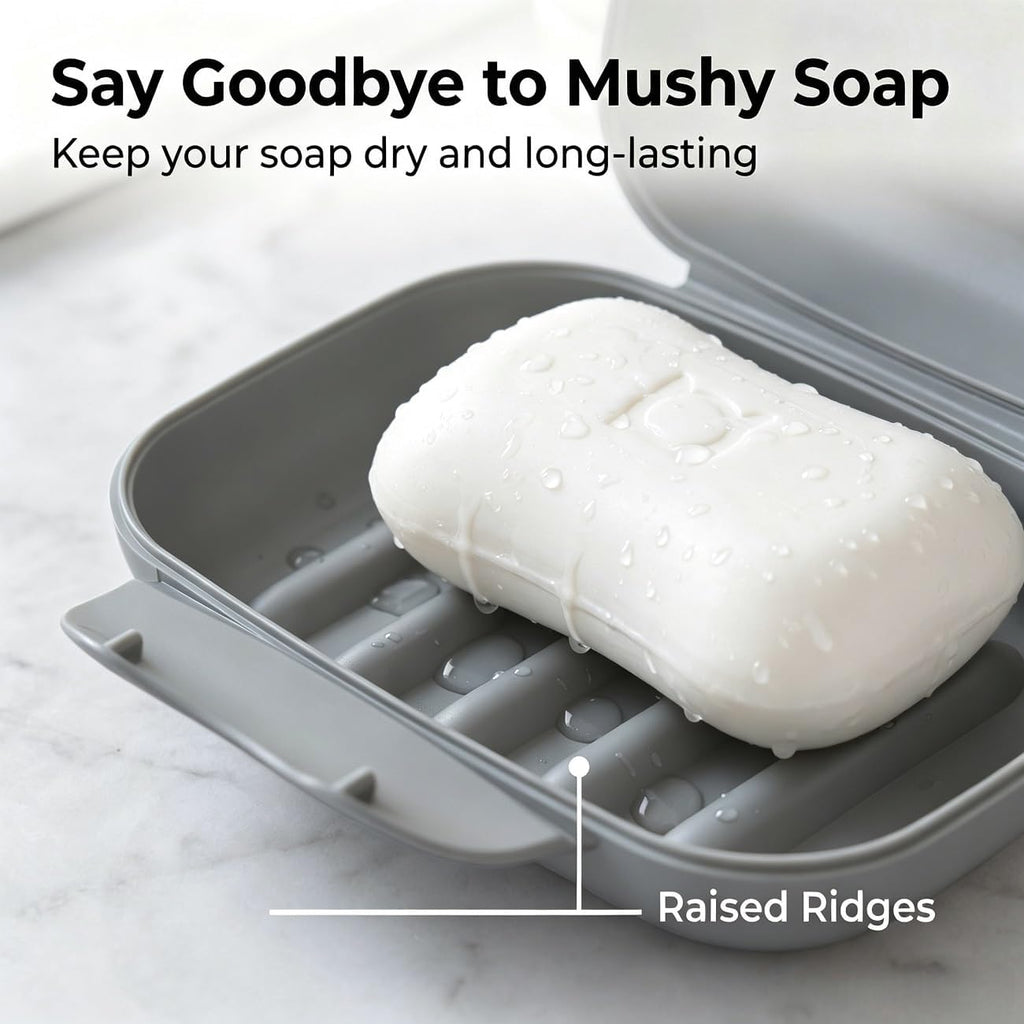 Travel Soap Holder Bar Soap Dish Shower Soap Saver Case Container Box for Bathroom Camping Gym Vonpri (Gray Without Bag)