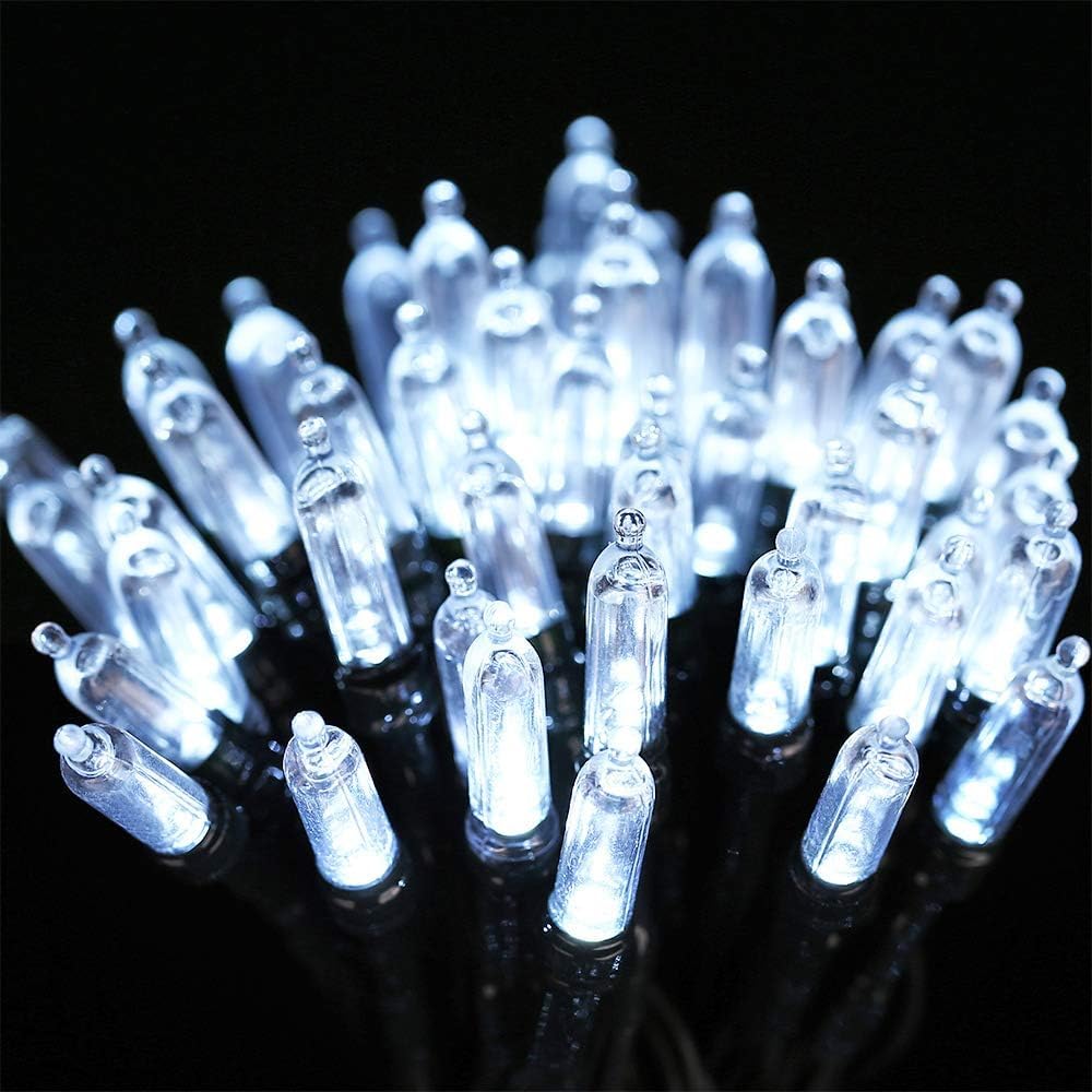 LYHOPE Battery Christmas Lights, 2Pack Total 66ft 200 LED Christmas Lights Waterproof 8 Modes Battery Operated String Light for Outdoor & Indoor, Xmas Tree, Wreaths, Holiday Decoration (Cool White)