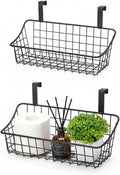 Basket with hook Grid Storage Basket, Hang it behind a door or on a railing, Over the Cabinet Door, Small, BLack,2 Pack