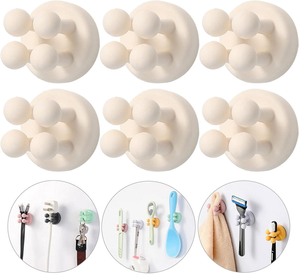 iBetterLife Self-adhesive Silicone Hook Holders - 5Pcs Mounted to Wall for Clipping Hanging Toothbrush Razor Towel Key Plug Cable, Utility Holders for Kitchen Bathroom Home Office Dorm Room Essentials