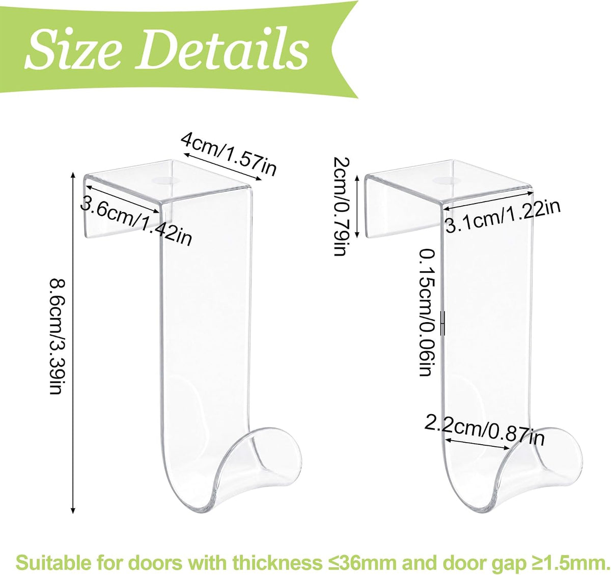 16Pcs Over Cabinet Door Hooks Plastic Over The Door Single Hook Space-Saving Hanger Extender Clips Multi-Purpose Hook for Kitchen Bathroom (Transparent)