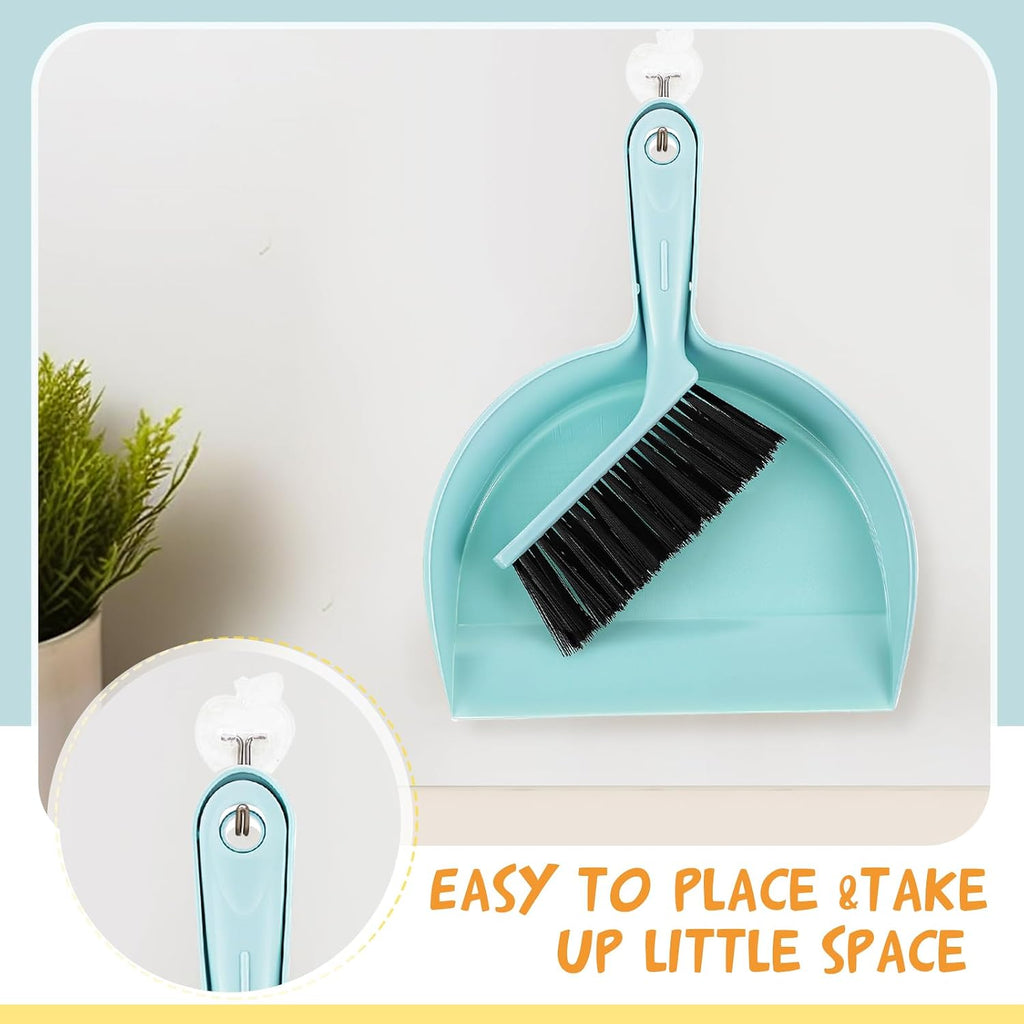 Sliner 18 Pack Mini Dustpan Brush Set Small Broom Set Bulk,Blue, Pink,Beige