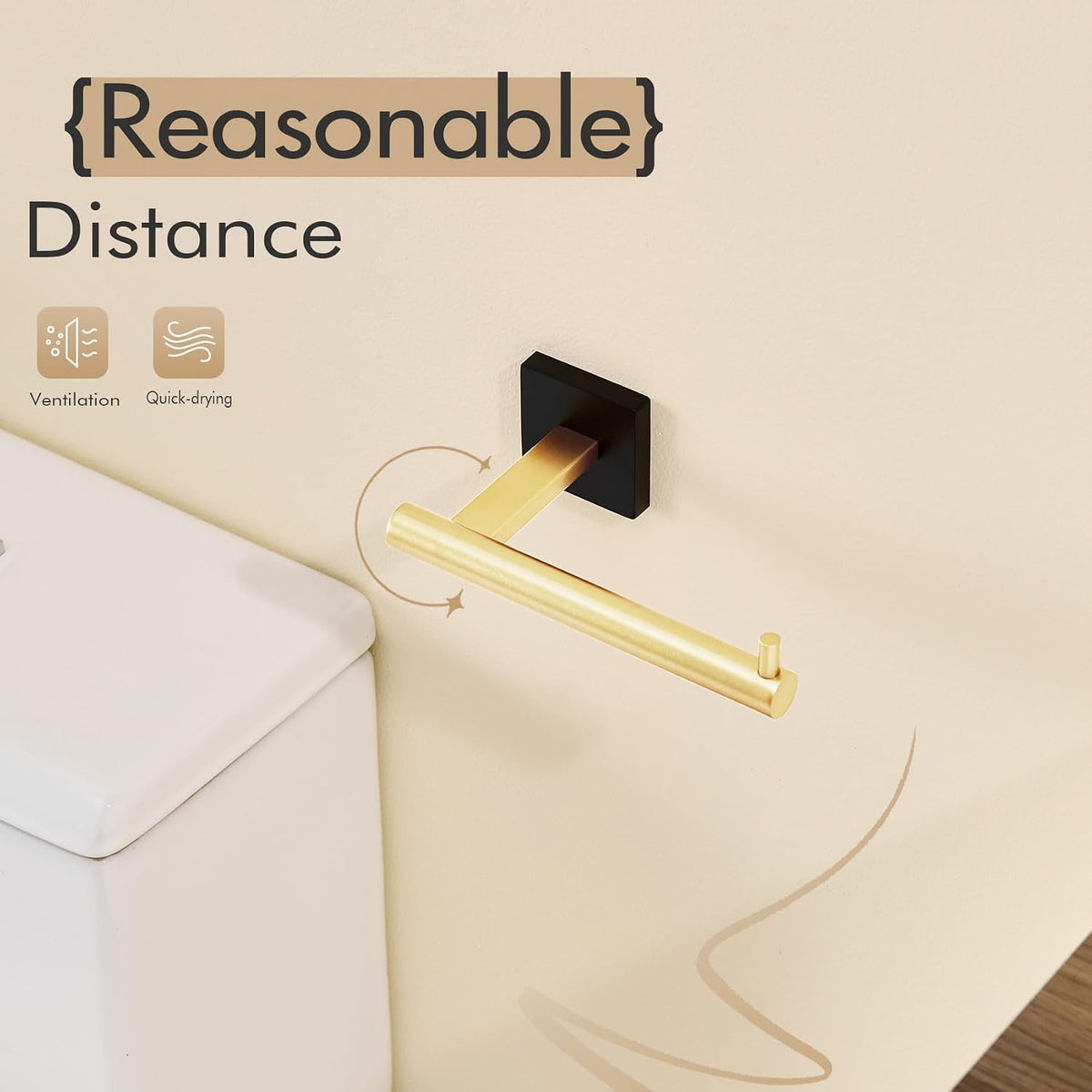 KOKOSIRI Toilet Paper Holder Black with Gold Toilet Roll Holder Hold Mega Rolls Kitchen Bathroom Tissue Paper Dispenser Stainless Steel, B2005GDK