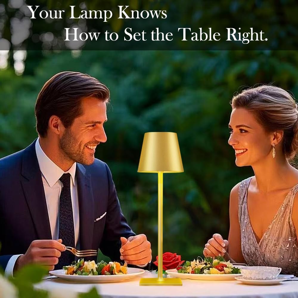 4 Pack Gold Led Cordless Table Lamps-Rechargeable Lamp Set of 4,Tabletop Lighting Outdoor Table Top Light for Restaurant Tables | Dinner | Kitchen Counter Top | Bulk of 4 Wirelss Lamps,Multi-Pack