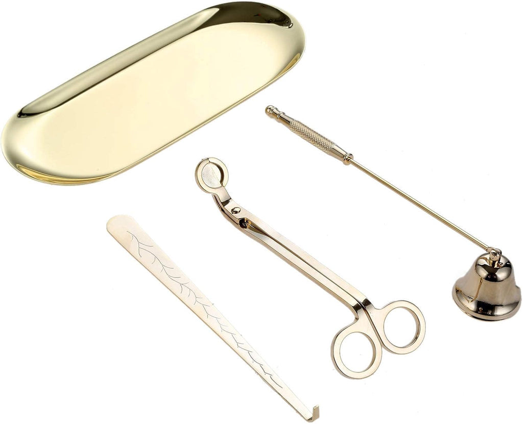 4 in 1 Candle Accessory Set, Candle Wick Trimmer Candle Cutter Gold