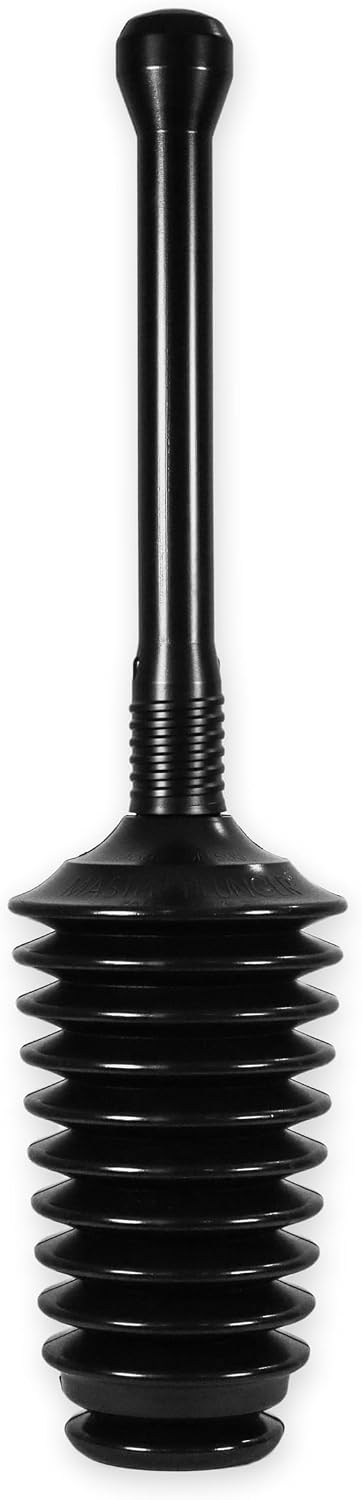 Master Plunger 500 & Toilet Brush Combo Set – Heavy-Duty Black Toilet Plunger with High-Efficiency Brush and Holder – Durable, Compact Bathroom Cleaning Kit: MP500-C3