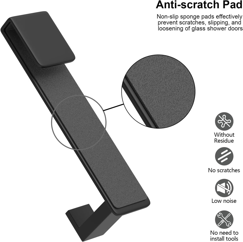 HUFEEOH Black 2-Pack 7.5-Inch Shower Door Towel Hooks, L-Shaped