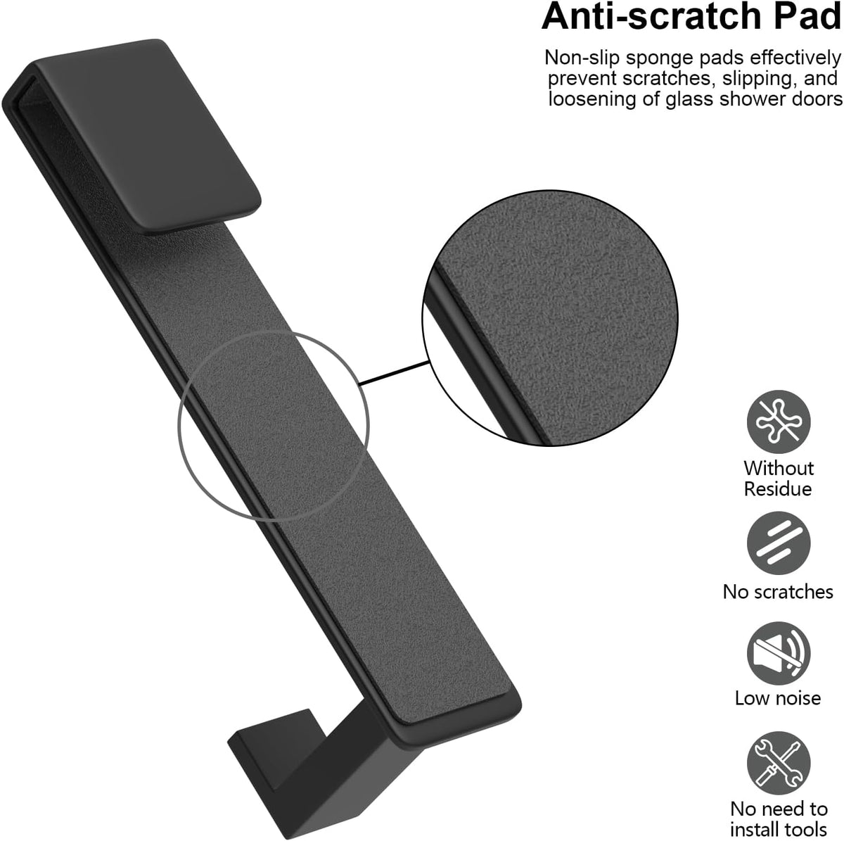 HUFEEOH Black 2-Pack 7.5-Inch Shower Door Towel Hooks, L-Shaped