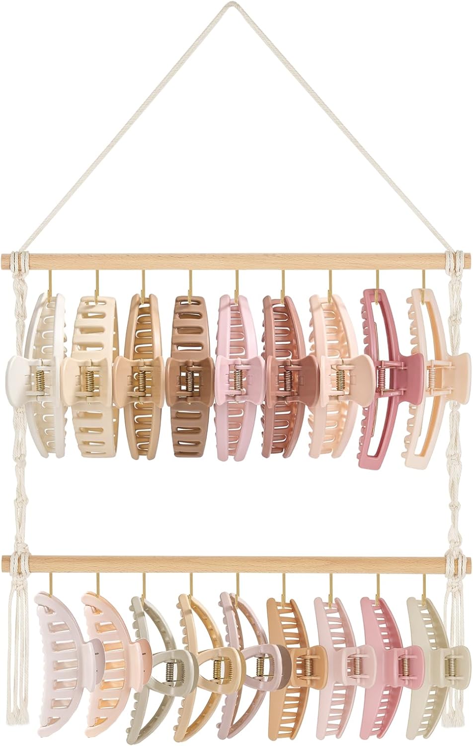 Dahey Macrame Claw Clip Organizer, Hanging Hair Clip Holder for Girls Women
