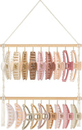 Dahey Macrame Claw Clip Organizer, Hanging Hair Clip Holder for Girls Women