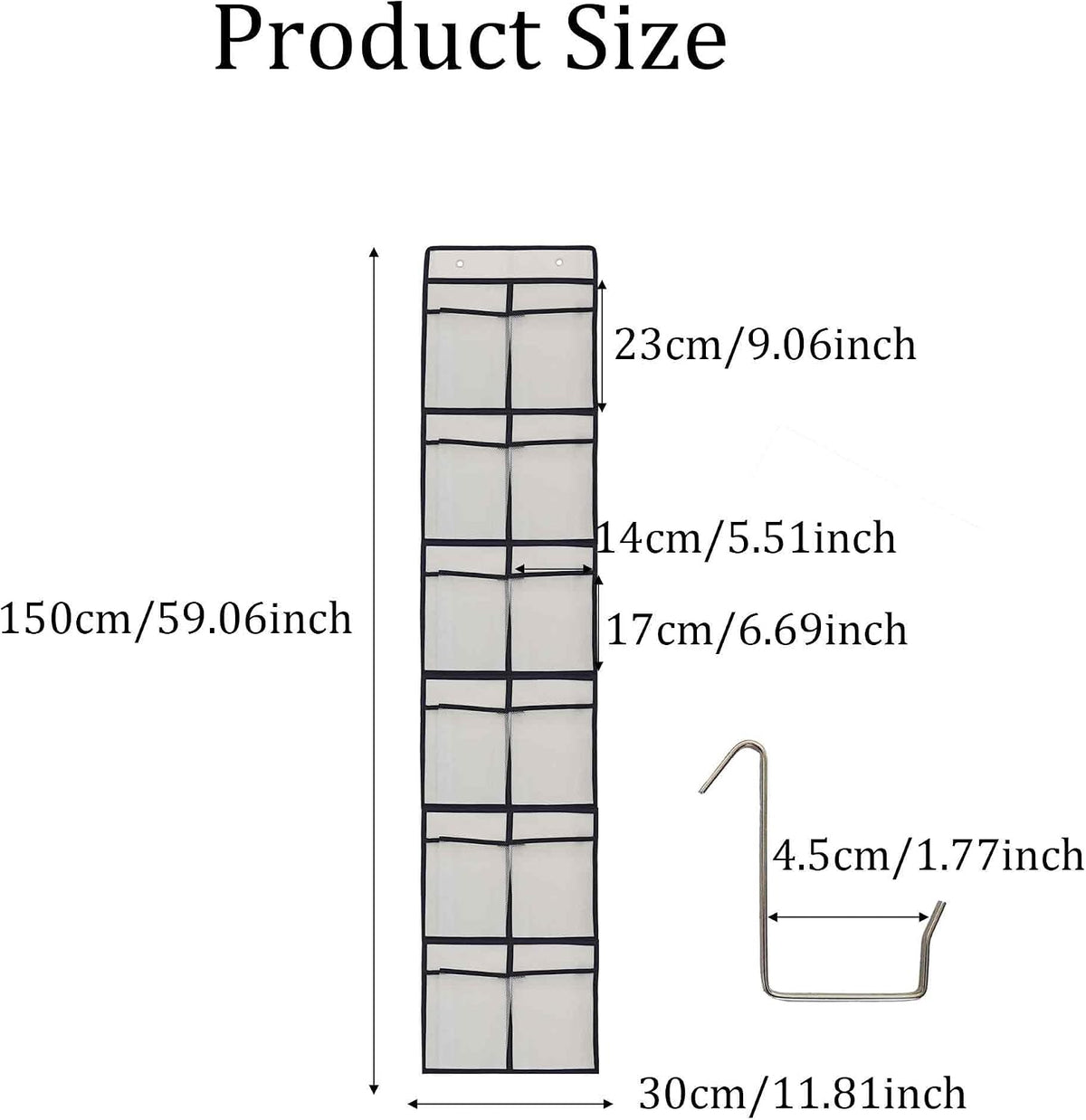 White Over Door Shoe Organizer, 12 Large Pockets Hanging Storage for Closet Organization, Space Saving Shoe Rack and Accessory Holder