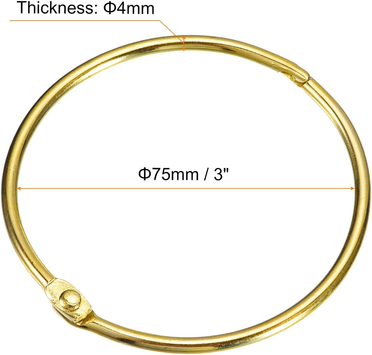 uxcell 24Pcs 3 Inch Shower Curtain Rings Metal Shower Hooks Snap, Gold