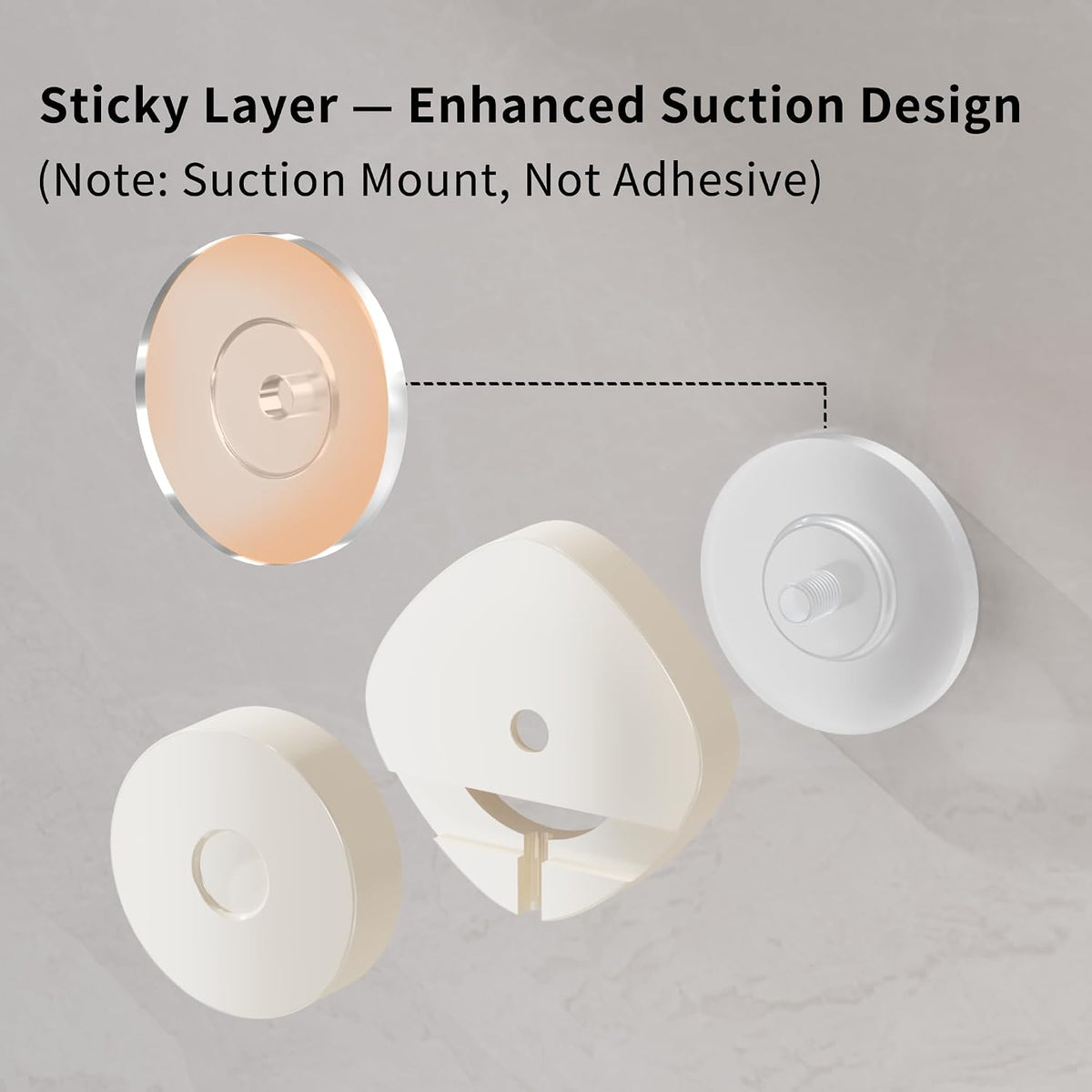 KEGII Suction Cup Shower Caddy, 3 Pack Bathroom Organizer, Off White