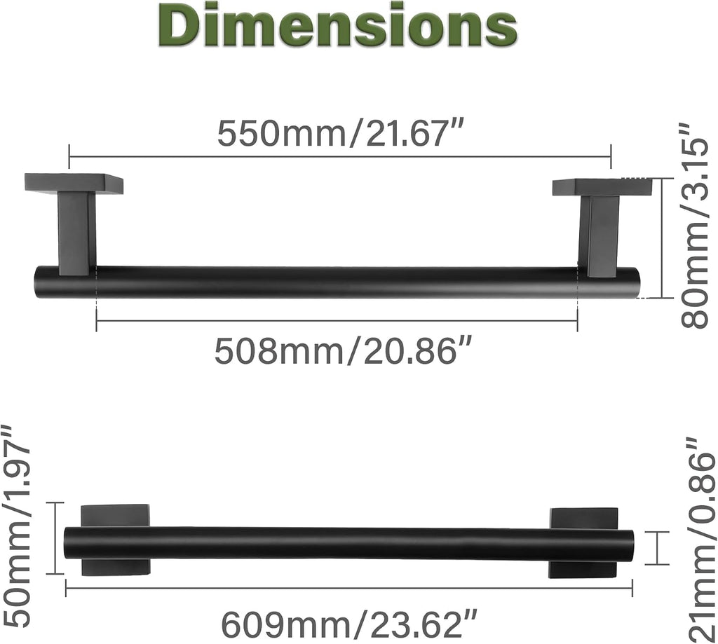 Alise 24 Inch Towel Bar for Bathroom Wall Mounted, Matte Black