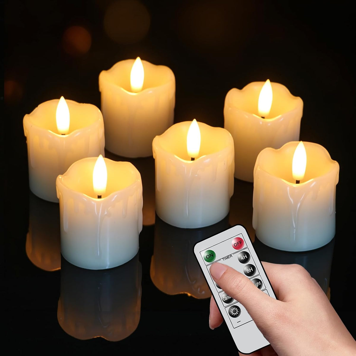 White Flameless Votive Candles Battery Operated with Remote Timer
