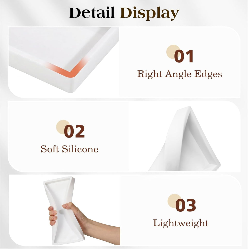 Luxspire 2 Pack Silicone Bathroom Tray 7.9" Vanity Tray, White