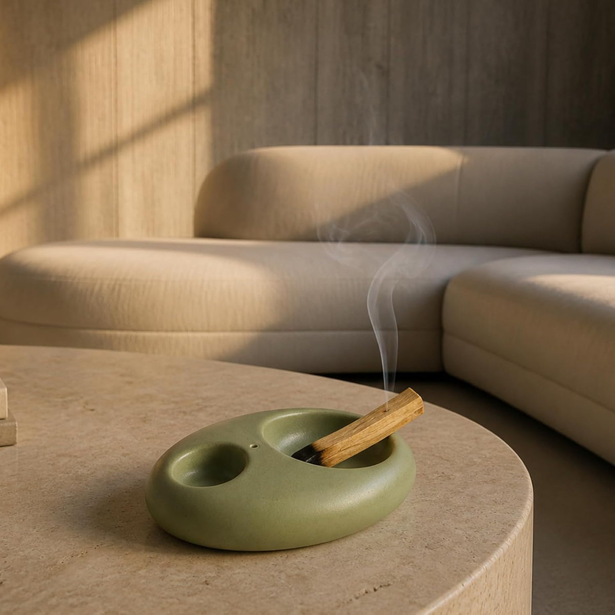 Pebble Ceramic Incense Holder 3-in-1 for Sage, Tea Lights & Sticks