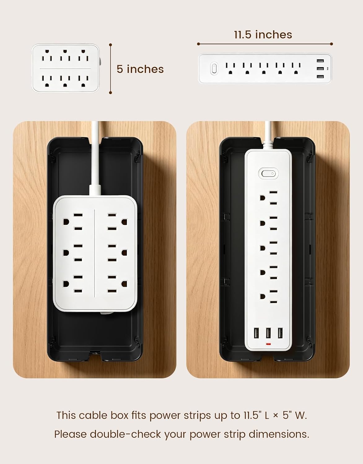 WOCBUY Cable Management Box, Pet & Baby Proof Cord Hider for Home Office