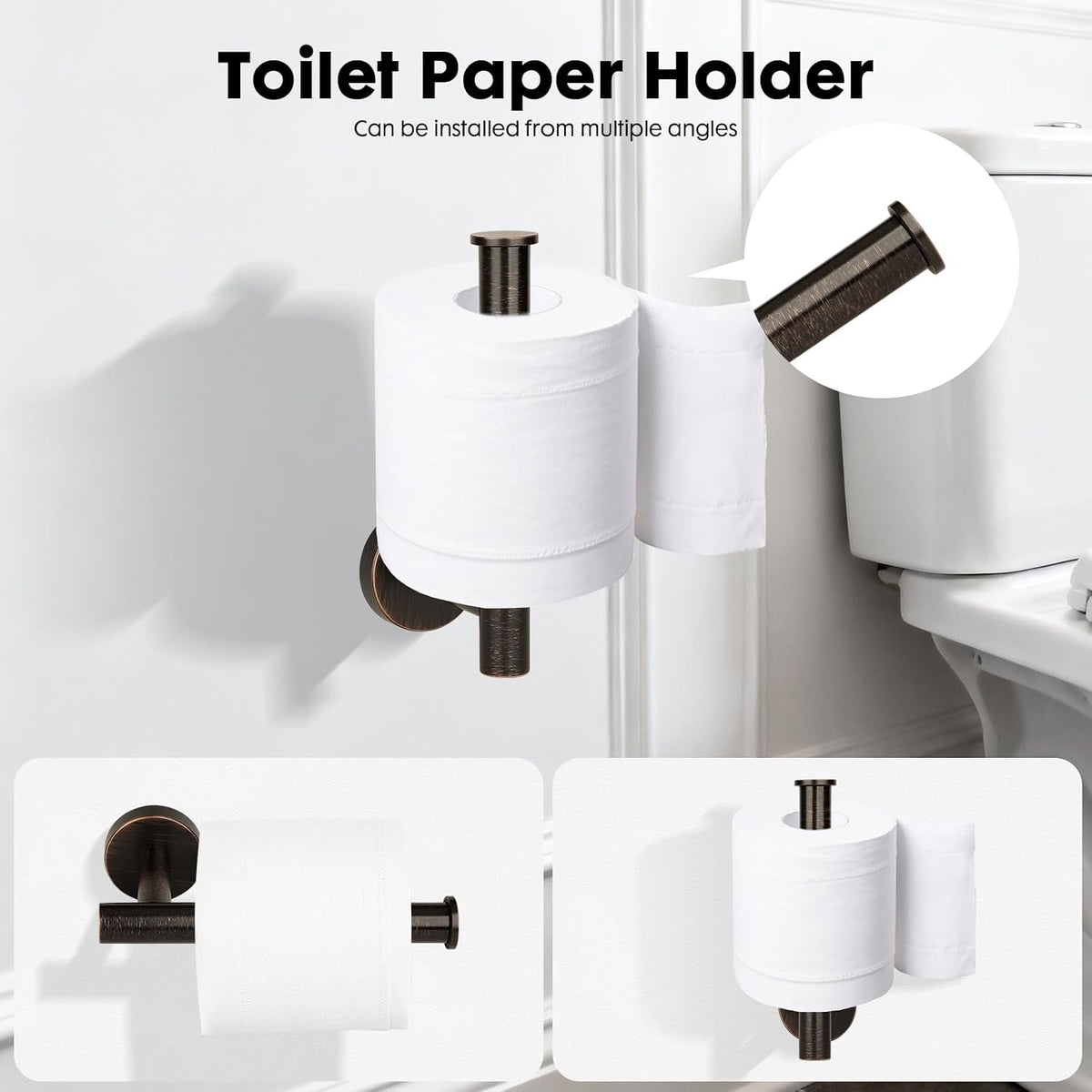 4 Piece Oil Rubbed Bronze Stainless Steel Bathroom Hardware Set Include Hand Towel Ring, Toilet Paper Holder,and 2 Robe Towel Hooks,Bathroom Accessories Set Oil Rubbed Bronze