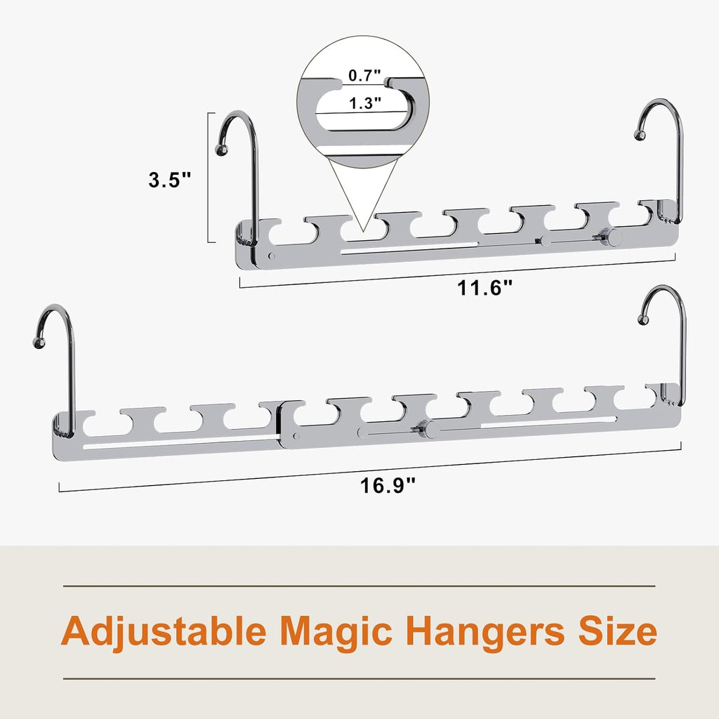 Sindax Space Saving Hangers Telescopic, 6 Holes Clothes Hangers Adjustment to 9 Holes, Upgraded Sturdy Metal Clothes Hangers Space Saving for Heavy Clothes, Closet Organizers and Storage - 5 Pack