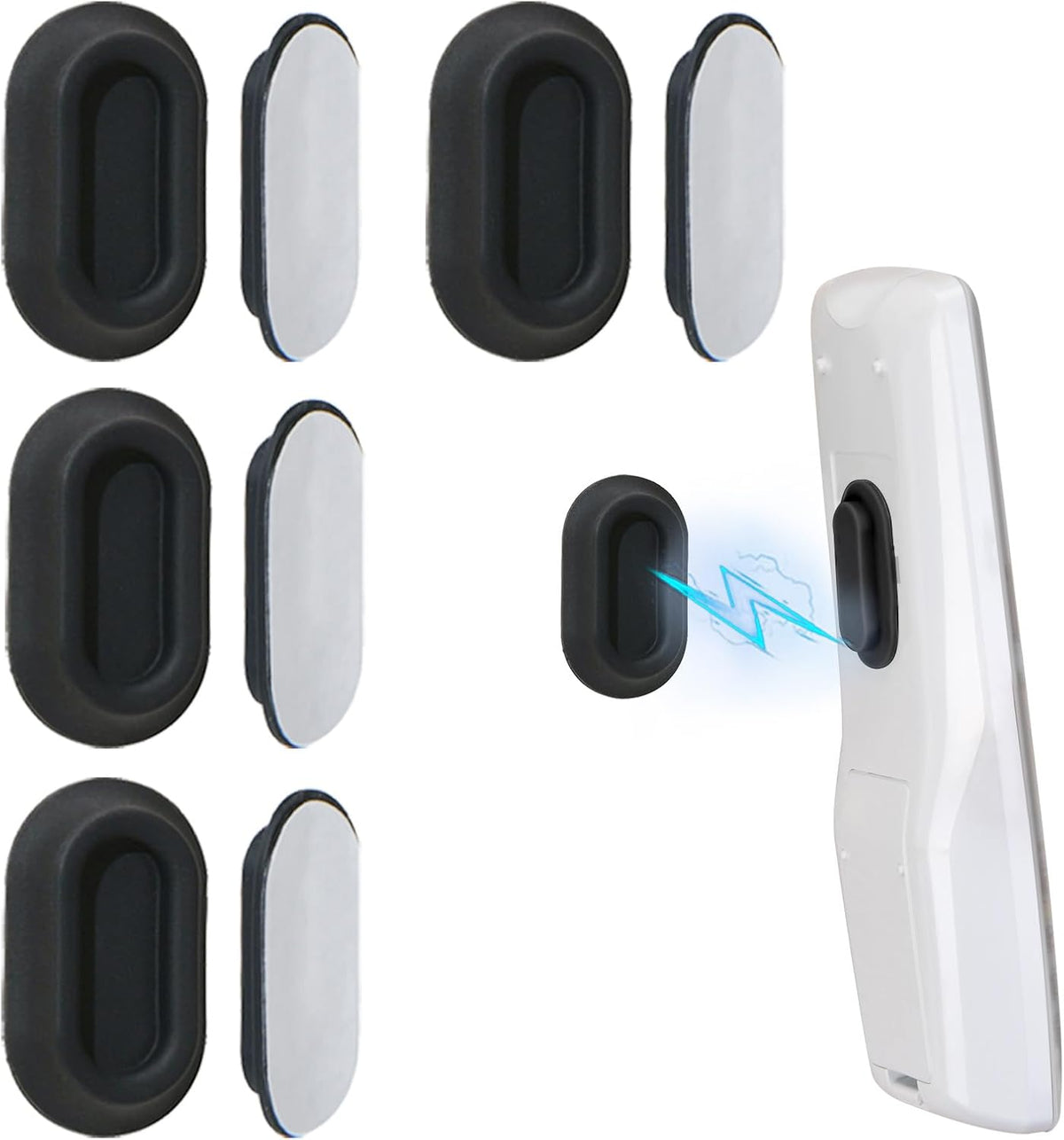 Magnetic Remote Control Holder Wall Mount 4 Pack Soft Silicone Remote Control Caddy with Strong Adhesive Remote Holder - Black