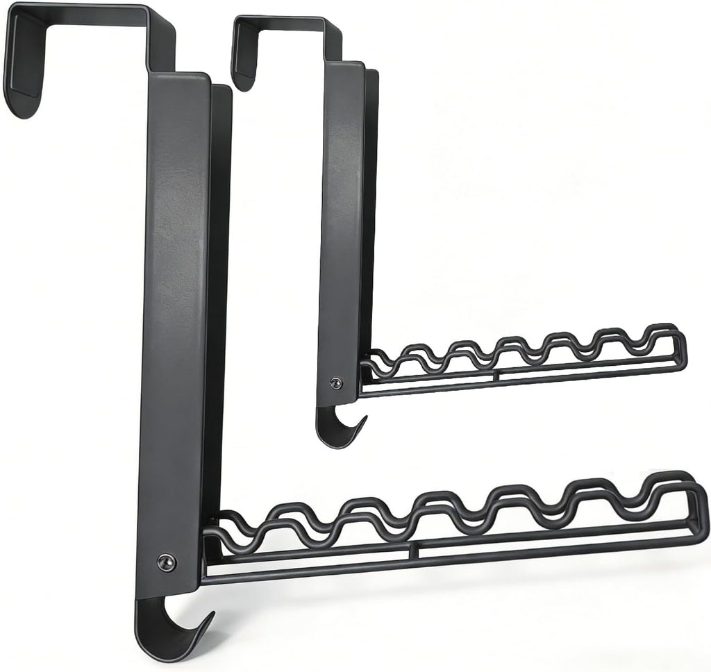 Over The Door Drying Rack with Hooks, Double Folding Portable Small Space Storage for Laundry Bathroom Travel Bedroom Drying (2Pack, Black)