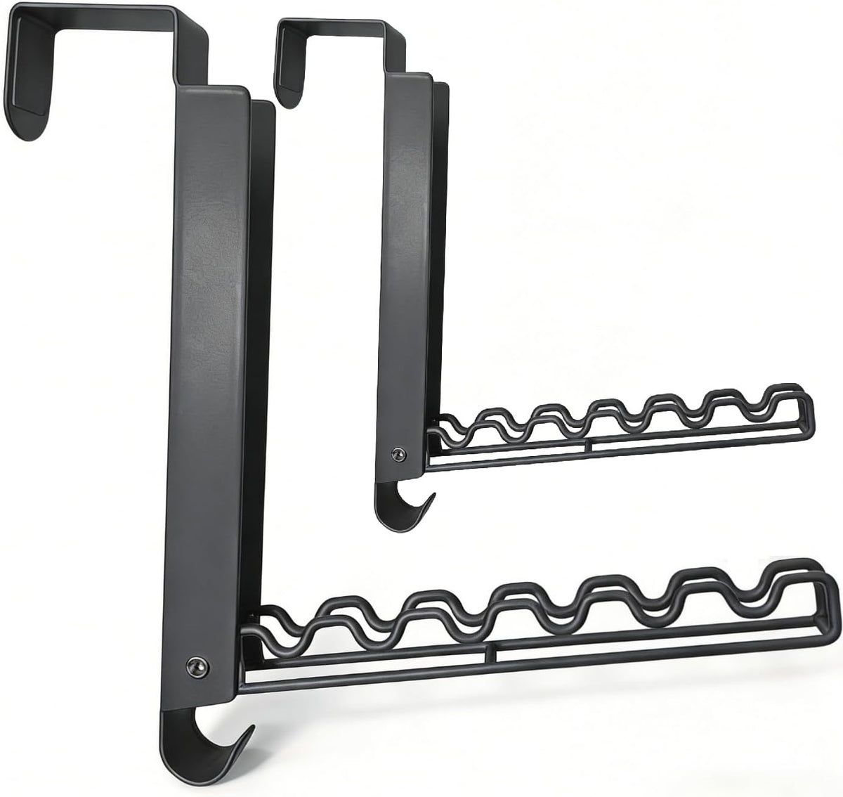 Over The Door Drying Rack with Hooks, Double Folding Portable Small Space Storage for Laundry Bathroom Travel Bedroom Drying (2Pack, Black)