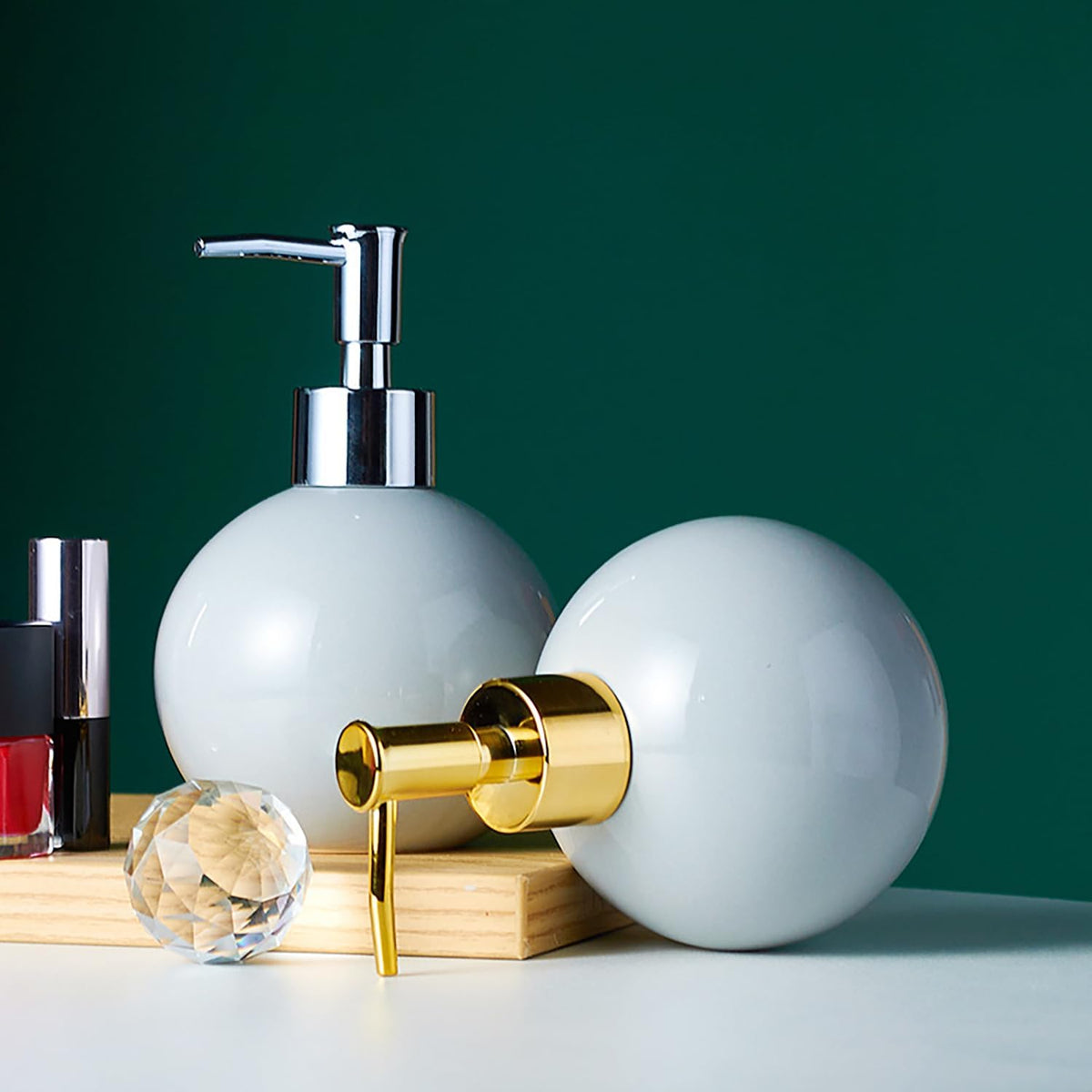 18 Oz Ceramic Soap Dispenser with Rust Proof Pump,Ball Shaped Decorative Modern Minimalist Refillable Hand Lotion Pump Bottle,Hand Soap Dish Soap Dispenser for Kitchen Bathroom (Color 6)