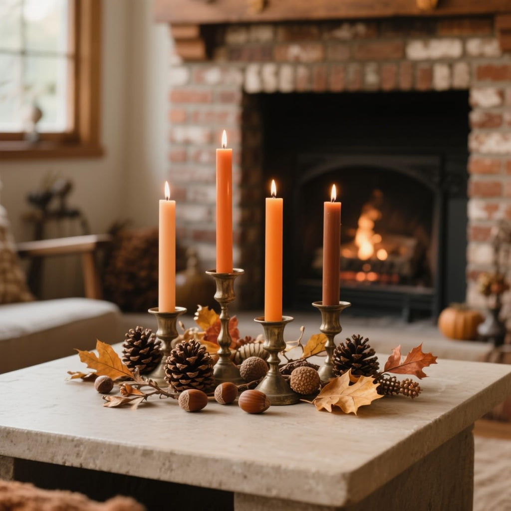 10 Inch Earth Tone Unscented Taper Candles for Fall Harvest