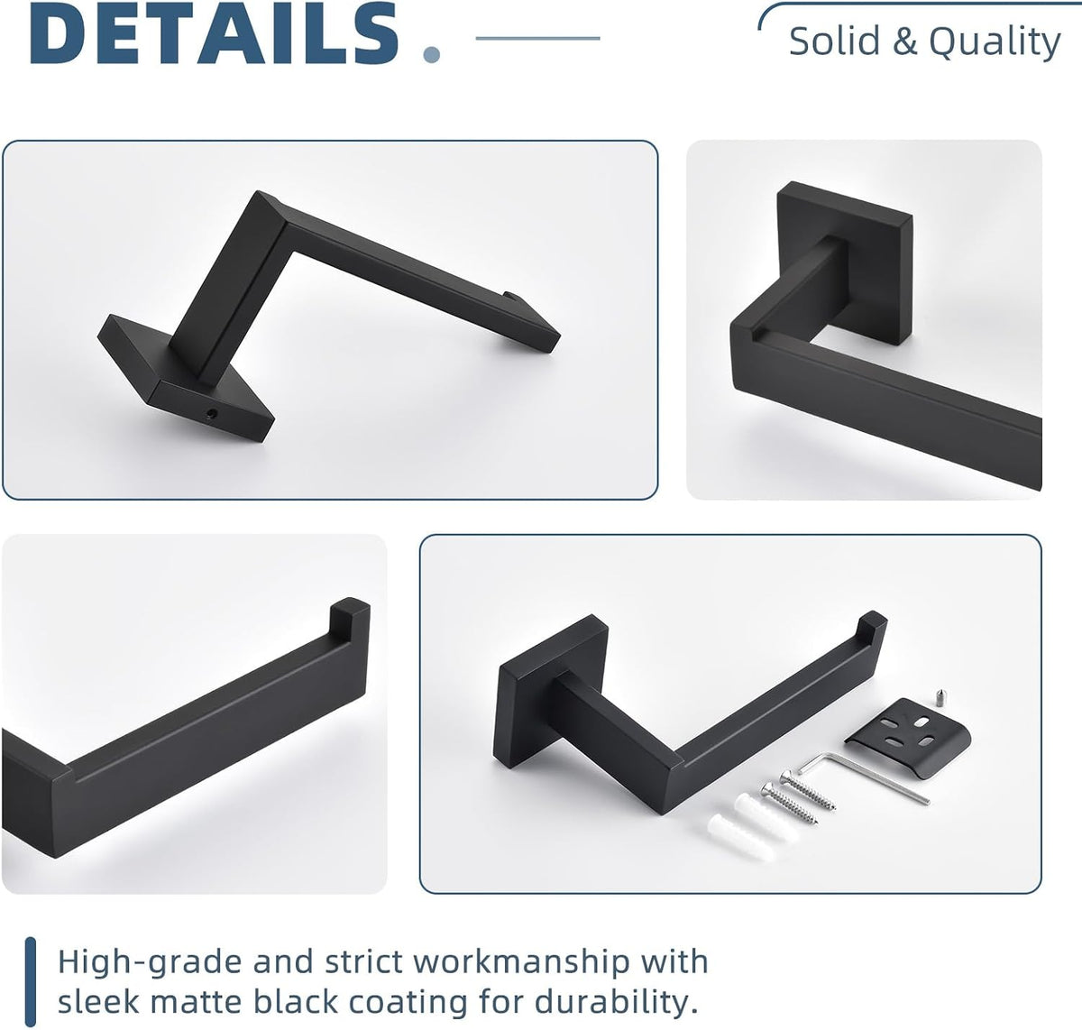 Angle Simple Toilet Paper Holder Wall Mount, Tissue Roll Holder Matte Black