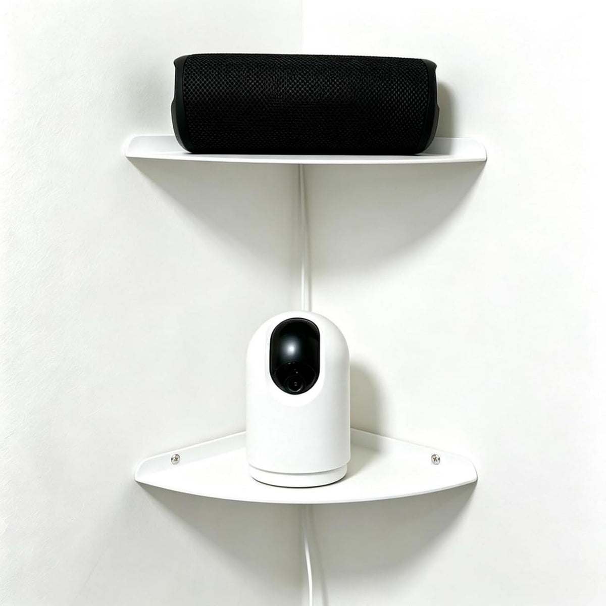Small Tiny Metal Floating Corner Shelves, 7 x 7 x 0.6 Inches，2pcs, White